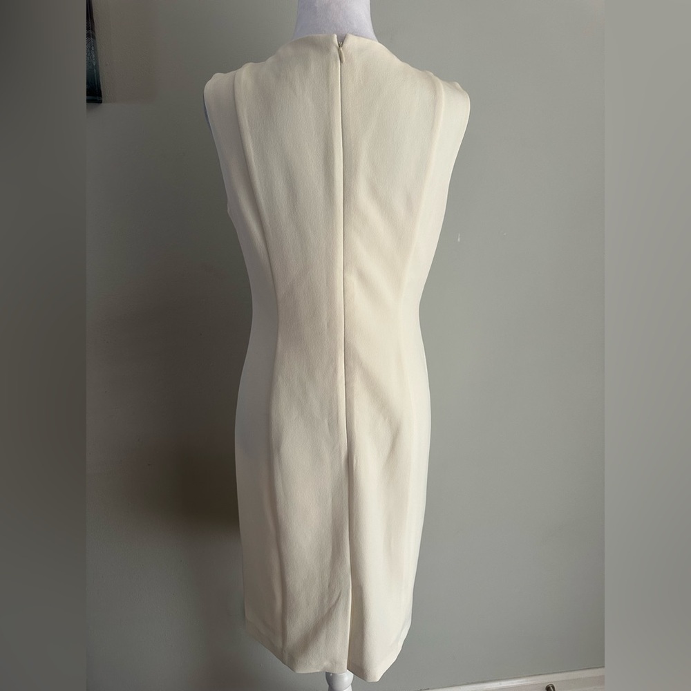 Kasper Woman Sleeveless Sheath Seamed Embellished Dress Cream Size 4 - Picture 6 of 11